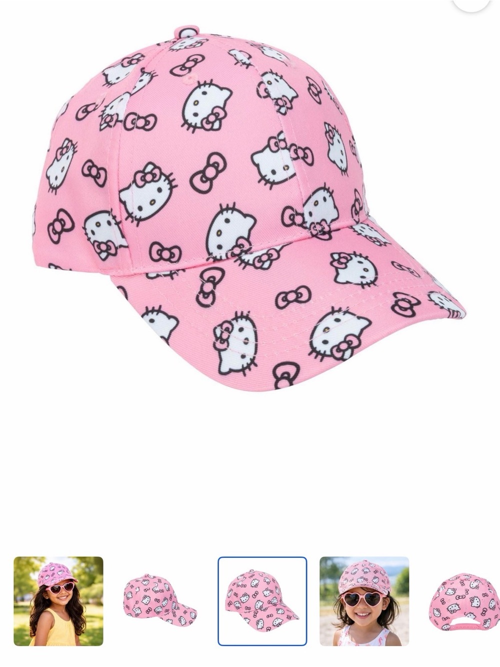 Hello Kitty Pink All Over Print Baseball Cap Kids Adjustable Hat